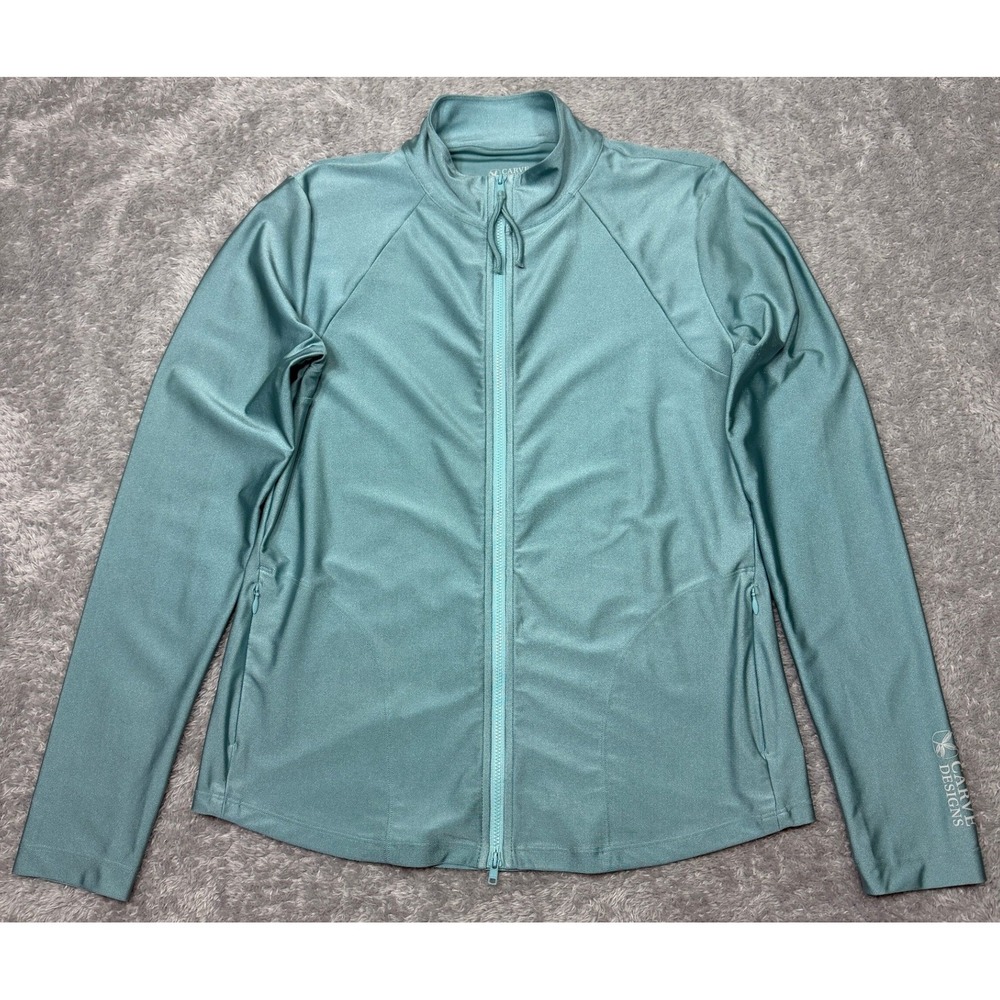 Carve Designs Jacket Womens Medium M Blue Full Zip Rash Guard Stretch Pockets